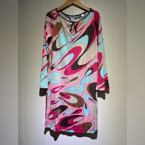 Flora Kung silk shift dress mini pink Brown 90’s y2k 4